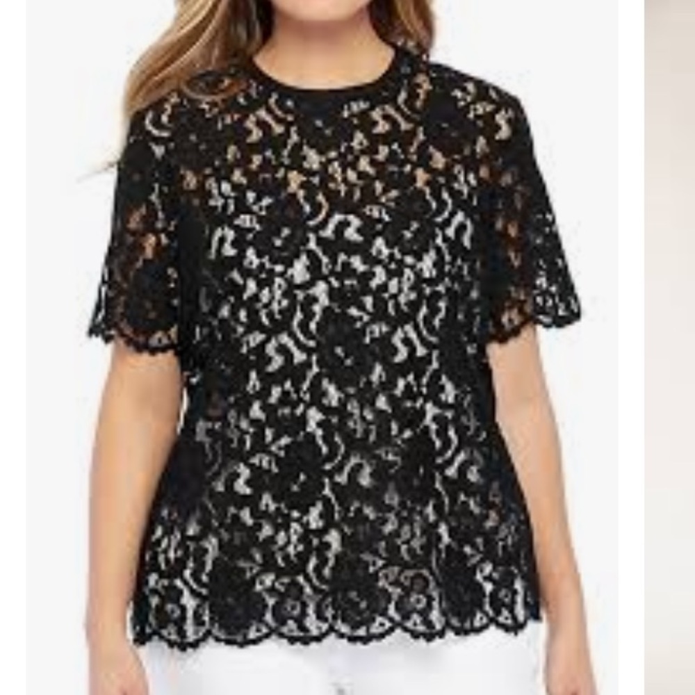 Limited Black Floral Lace Blouse with Cami - L